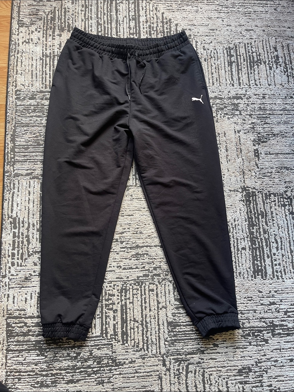 Puma Black Elastic Waist Joggers with White Logo